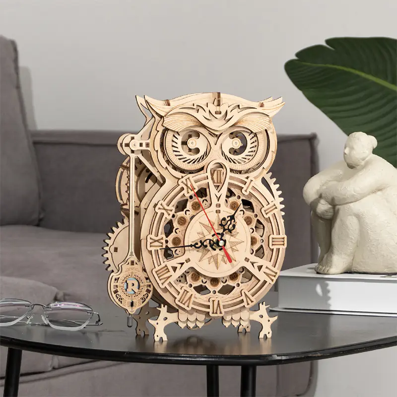 Owl Clock 3D Gear Wooden Mechanical Puzzle