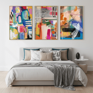 Vibrant Expressionist Abstract Triptych 3-Piece Canvas Wall Art Set