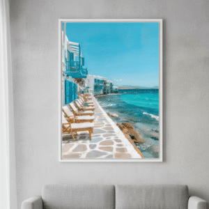 Cobalt Shorelines Mediterranean Framed Canvas Print