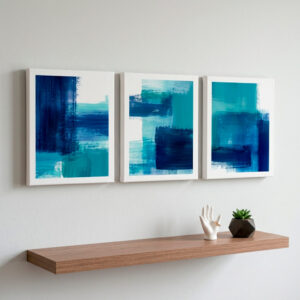 Coastal Abstractions: Modern Blue Art Collection Wall Art