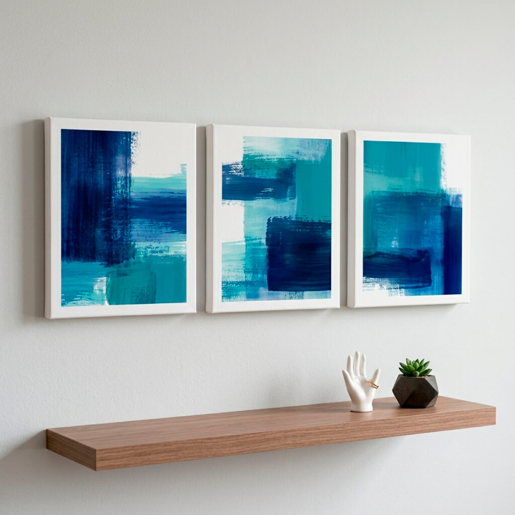 Coastal Abstractions: Modern Blue Art Collection Wall Art