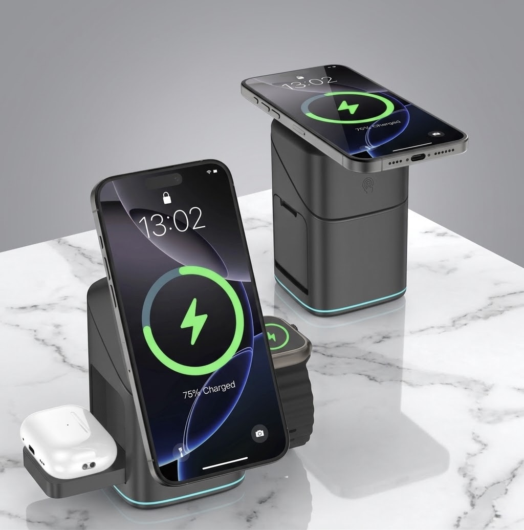 Qi2 3-in-1 Wireless Charging Station - Silver