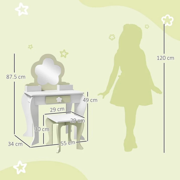 Kids Vanity Table Set with Mirror & Stool Huge Savings