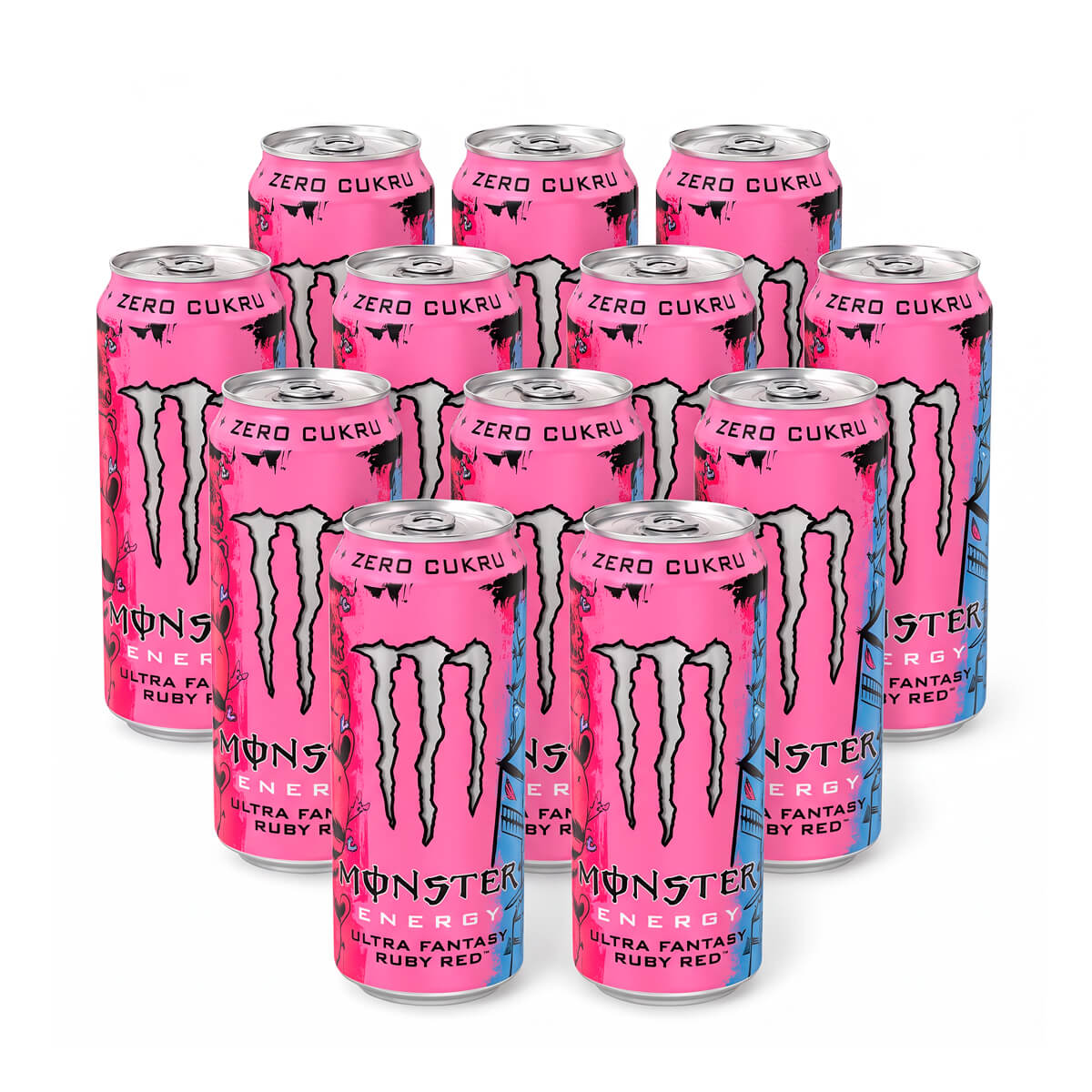 Monster Energy Ultra Fantasy Ruby Red Zero Sugar Drink 12 x 500ml Bulk Pack