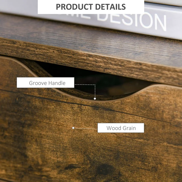 Rustic Brown Side Table with Drawer & Storage Shelf Discount