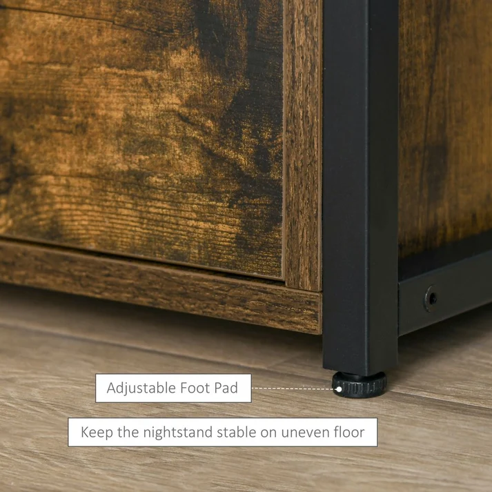Rustic Brown Side Table with Drawer & Storage Shelfs Discount UK