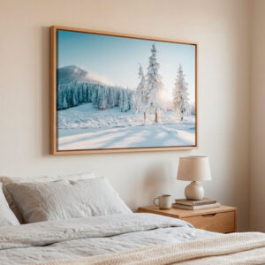 Winter Whisper | Minimalist Snow Landscape Canvas Print with Frame