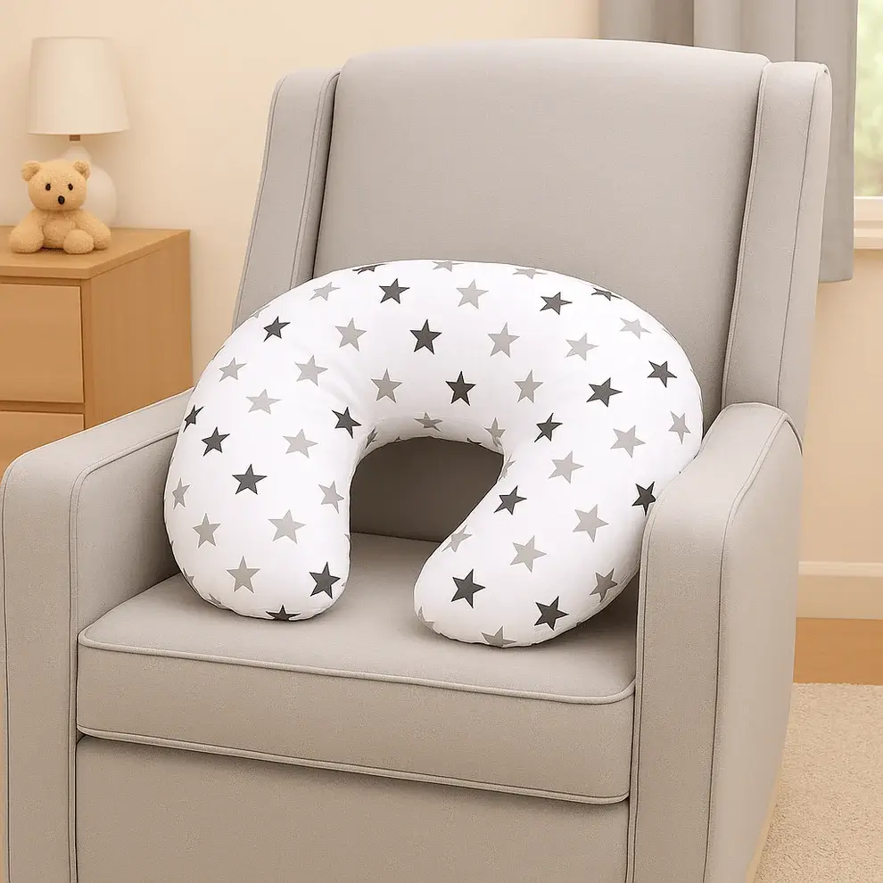 Silver Twinkle Nursing Pillow | C-Shaped Breastfeeding & Maternity Support Pillow